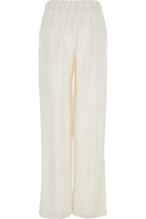 Homeware Parosh White Pants With Wide Leg And Elastic Rear Waist In Tech Fabric Woman
