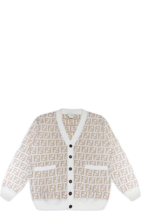 Fendi Sweaters & Sweatshirts for Girls Fendi Ff Jacquard Buttoned Cardigan