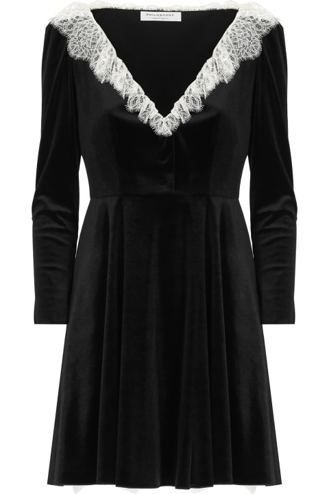 Fashion for Women Philosophy di Lorenzo Serafini Black Stretch Velvet Dress Dress