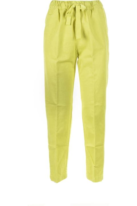 ウィメンズ Mythsのパンツ＆ショーツ Myths Yellow High-waisted Trousers With Drawstring