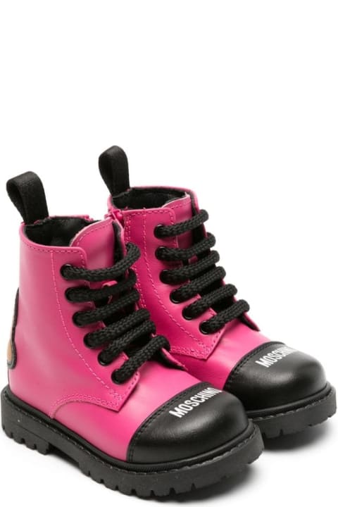 Moschino for Kids Moschino Combat Boots With Teddy Application