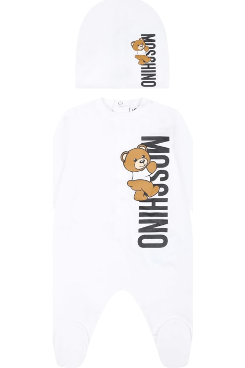 ベビーボーイズ Moschinoのボディスーツ＆セットアップ Moschino White Set For Baby Boy With Teddy Bear