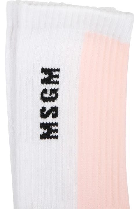 MSGM Underwear for Girls MSGM Pink Socks For Girl With Logo