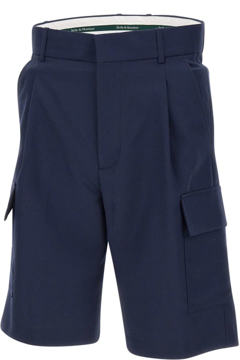 Pants for Men Drôle de Monsieur "le Shorts Cargo Laine" Fresh Wool Shorts