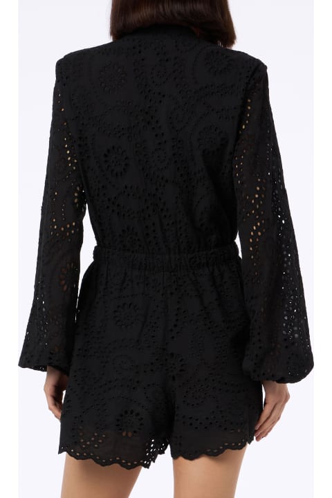 Homeware MC2 Saint Barth Woman Black Sangallo Lace Cotton Playsuit Julian