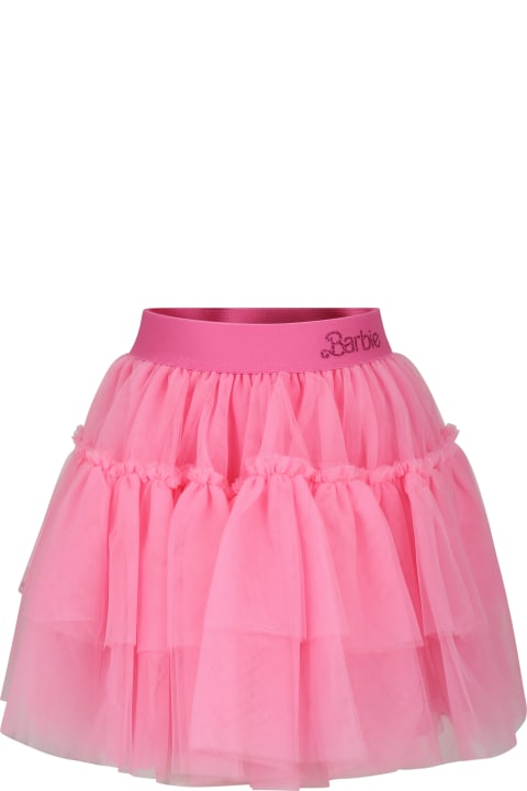 Monnalisa Bottoms for Girls Monnalisa Pink Skirt For Girl With Writing