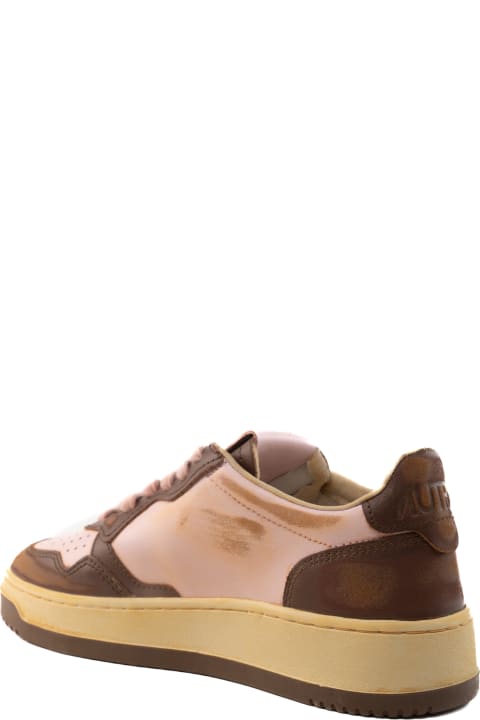 Homeware Autry Autry Medalist Low Super Vintage Sneakers In Brown/pink Leather