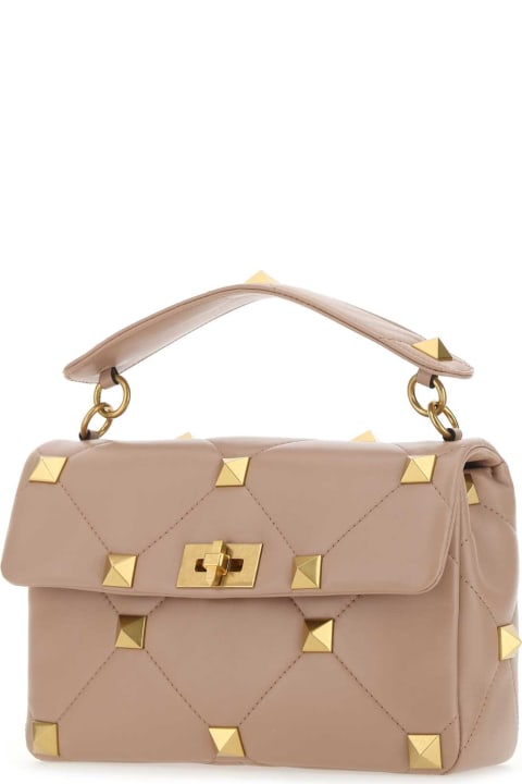 Fashion for Women Valentino Garavani Powder Pink Nappa Leather Large Roman Stud Handbag