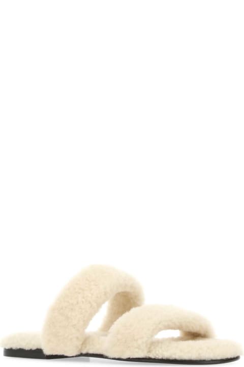 Other Shoes for Men Saint Laurent Ivory Shearling Bleach Slippers