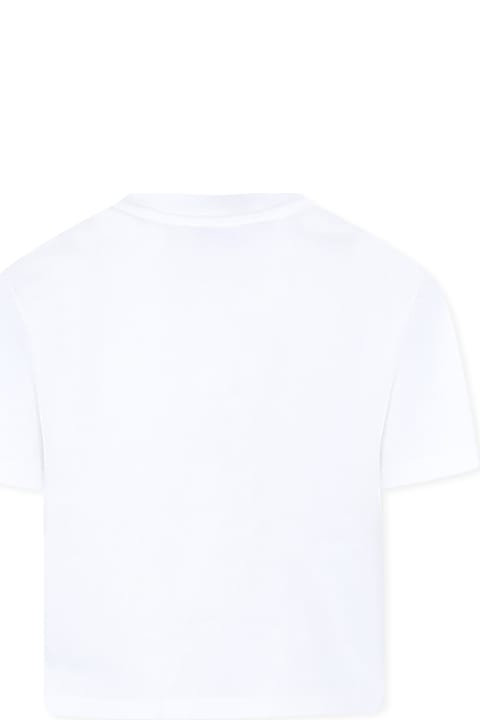 Little Marc Jacobs Topwear for Girls Little Marc Jacobs White T-shirt For Girl With Logo And Flowers