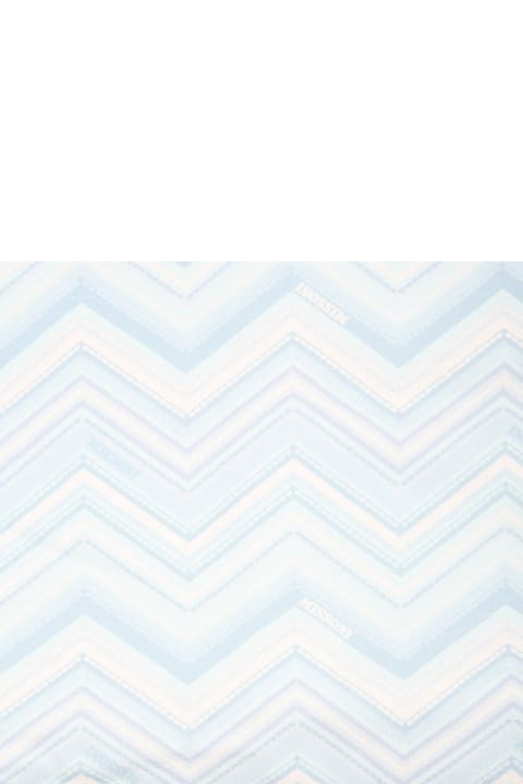Missoni Accessories & Gifts for Baby Girls Missoni Light Blue Blanket For Baby Boy With Chevron Pattern