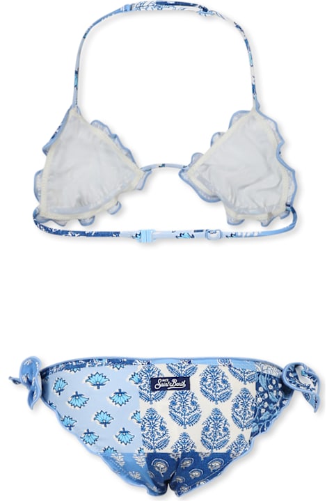 Homeware MC2 Saint Barth Light Blue Bikini For Girl With Floral Print