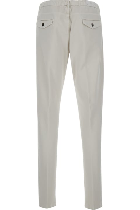 Pants for Men Eleventy White Jogger Pants With Drawstring In Stretch Cotton Man