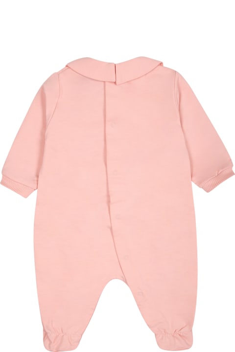 Fashion for Baby Girls Moschino Pink Babygrow For Baby Girl With Teddy Bear