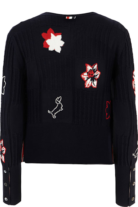 Thom Browne for Women Thom Browne Embroidered Wool Cardigan