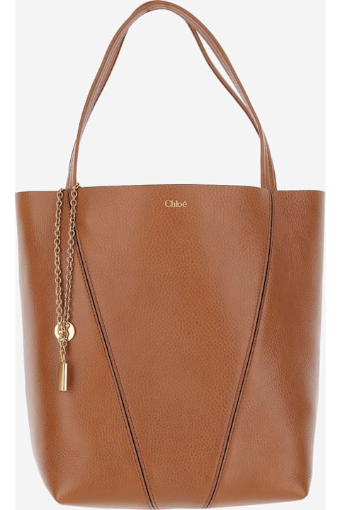 Homeware Chloé Chloé Spin Tote Bag In Maroon Leather