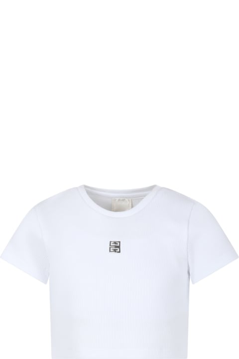 Givenchy T-Shirts & Polo Shirts for Girls Givenchy White T-shirt For Girl With 4g Motif