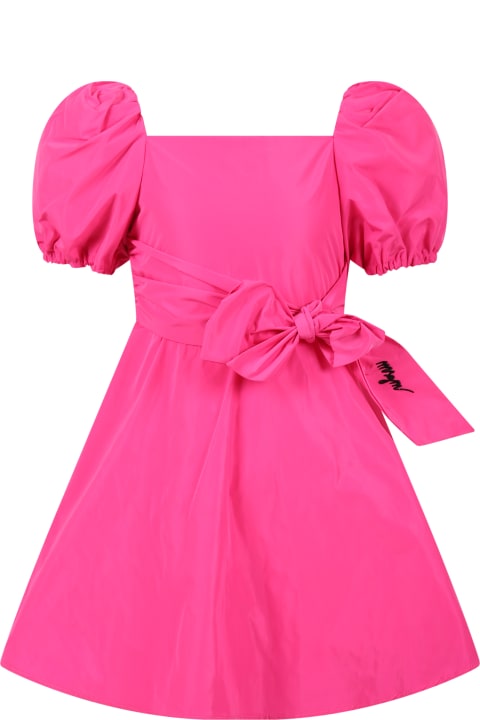 Sale for Kids MSGM Fuchsia Dress For Girl With Black Logo
