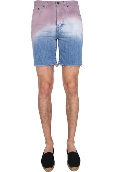 Homeware Saint Laurent Gradient Raw Edge Denim Shorts