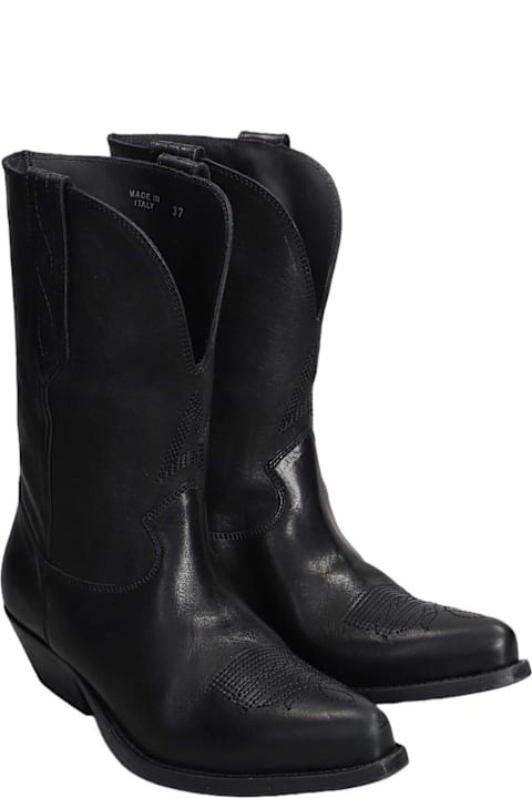 Golden Goose Boots for Women Golden Goose Wish Star Texan Ankle Boots In Black Leather