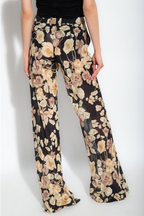 Saint Laurent Clothing for Women Saint Laurent Floral Silk Georgette Flared Pants