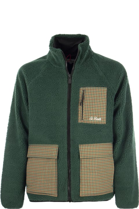 MC2 Saint Barth Coats & Jackets for Men MC2 Saint Barth Sherpa Jacket With Plaid Patch Pockets