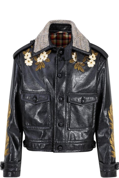 メンズ Etroのコート＆ジャケット Etro Floral Embroidered Button Down Jacket