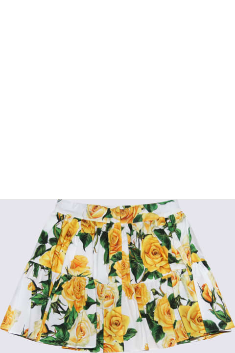 Dolce & Gabbana Bottoms for Girls Dolce & Gabbana White, Yellow And Green Cotton Skirt