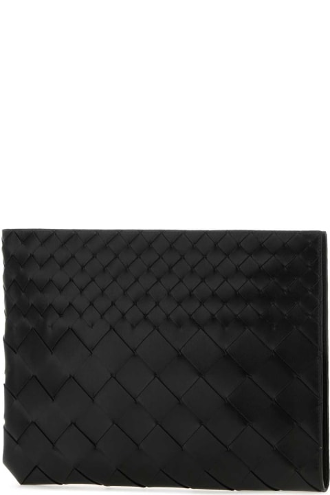 Bottega Veneta Luggage for Men Bottega Veneta Black Leather Intrecciato Pouch