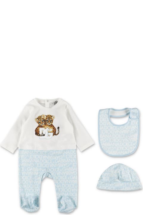 Dolce & Gabbana for Kids Dolce & Gabbana Dolce & Gabbana Set Con Tutina Bavetta E Cappello In Cotone Baby Boy
