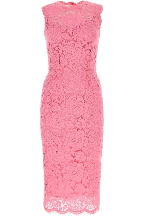 Dresses for Women Dolce & Gabbana Pink Stretch Lace Dress