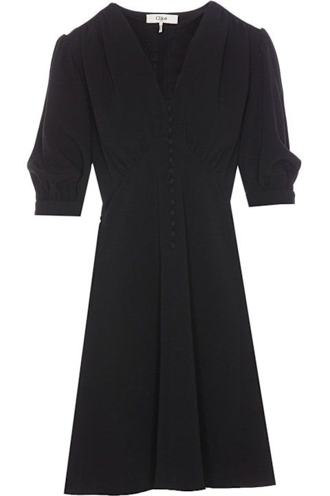 Chloé فساتين لـ السيدات Chloé V-neck Puff Sleeved Mini Dress