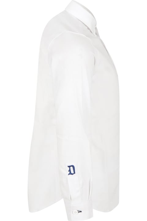 Homeware Dondup White Shirt For Boy With Blue Logo