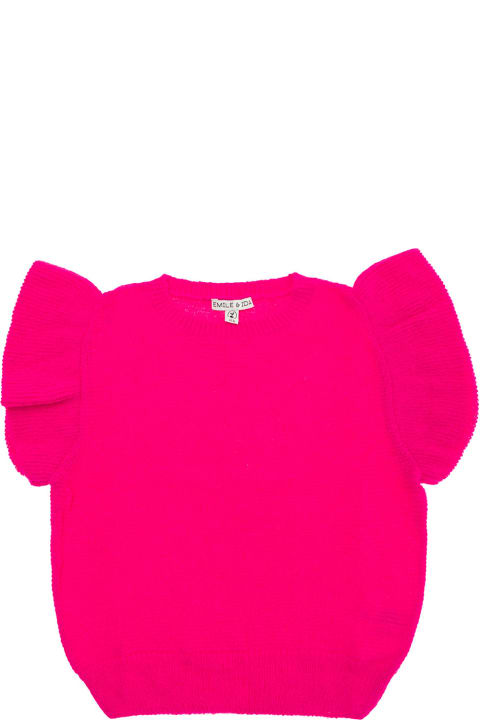 Emile Et Ida Sweaters & Sweatshirts for Girls Emile Et Ida Fuchsia Sweater With Ruffle Detail In Polyamide And Alpaca Blend Girl