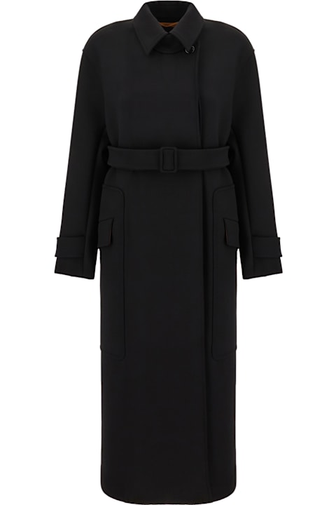 Max Mara Atelier Coats & Jackets for Women Max Mara Atelier Black Stretch Wool Blend Coat