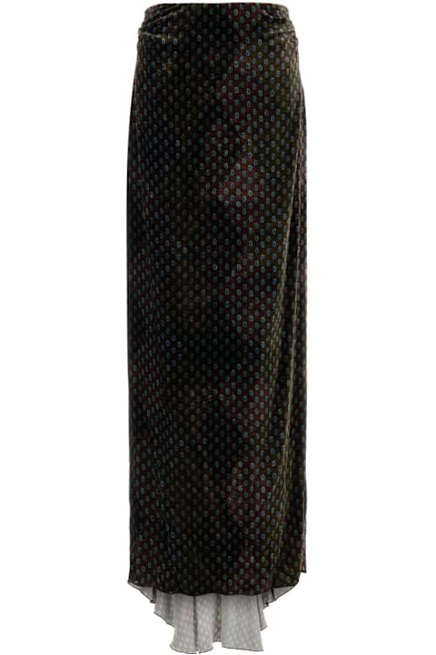 أدوات منزلية Dries Van Noten Printed Velvet Salix Skirt