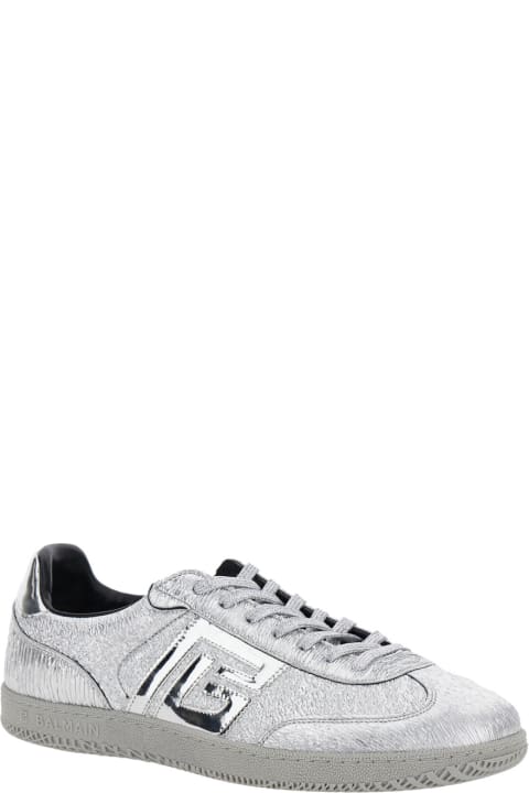 Homeware Balmain Silver Colored Low Top Sneakers With Logo Detail