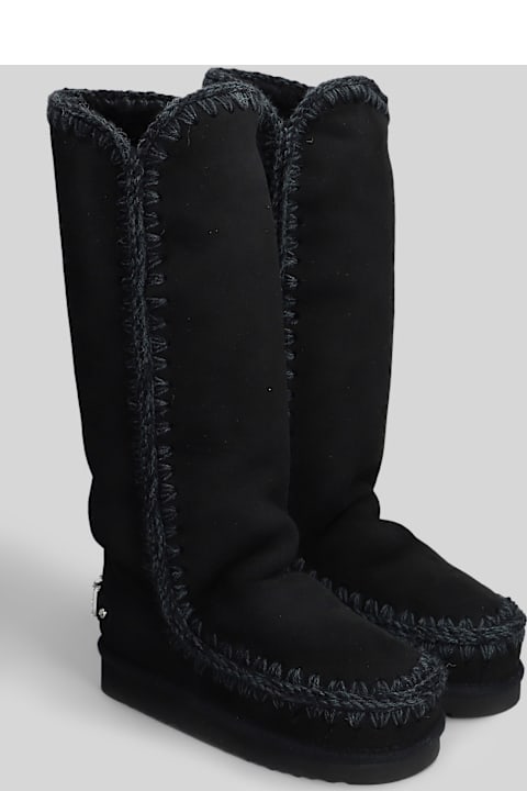 Mou for Kids Mou Eskimo 40 Low Heels Boots In Black Suede