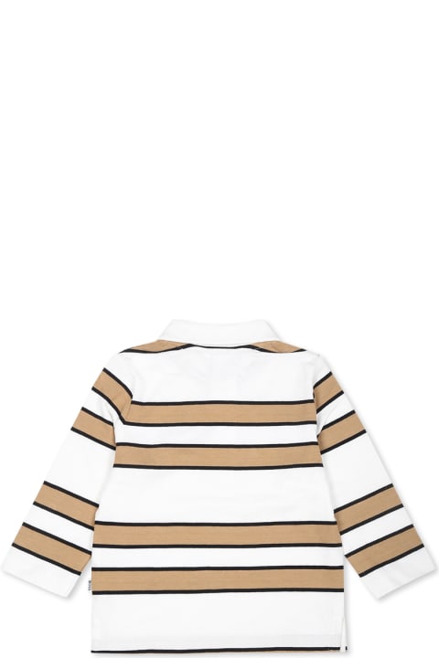 Homeware Hugo Boss White Polo Shirt For Baby Boy With Logo