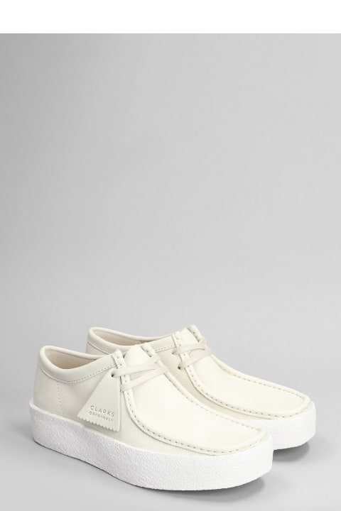 Clarks Shoes for Men Clarks Wallabee Cup Lace Up Shoes In White Nubuck