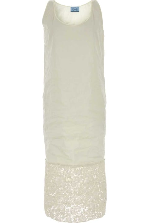 Dresses for Women Prada Ivory Stretch Cotton Blend Dress