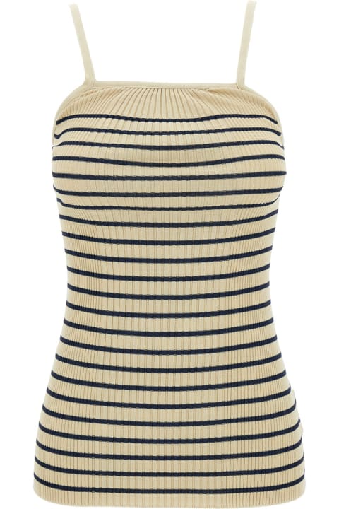 Low Classic Topwear for Women Low Classic Beige Halterneck Top With Stripe Motif In Rayon Blend Woman