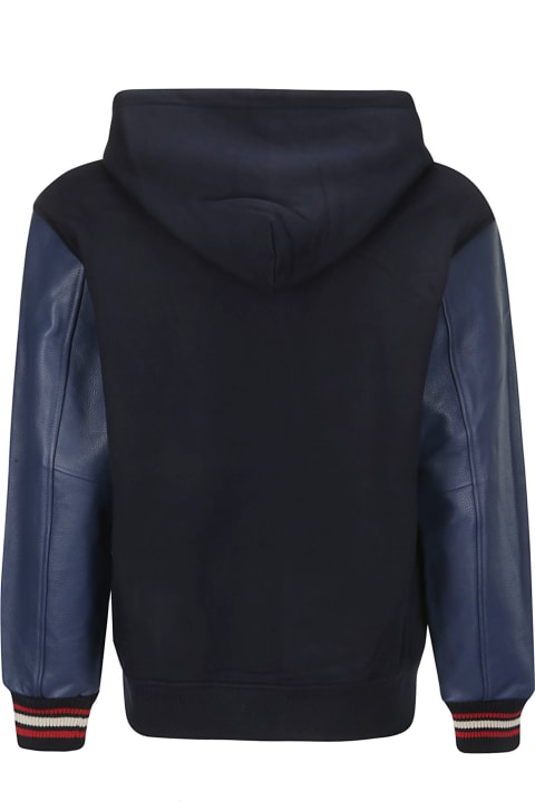 Billionaire Boys Club Fleeces & Tracksuits for Men Billionaire Boys Club Leather Sleeve Zip-through Hood