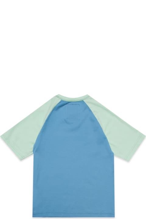 Myt20u T-shirt Myar Two-tone Blue And Green Deadstock Fabric Crew-neck T-shirt With Rafflesia Digital Print