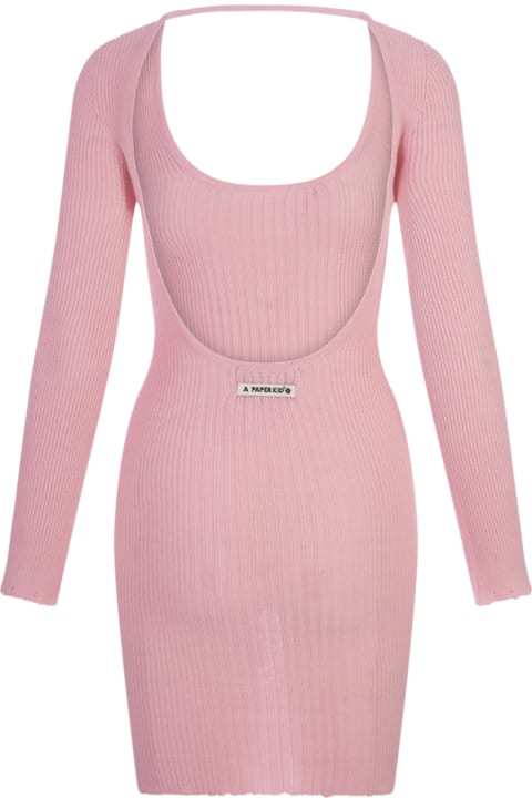 Fashion for Women A Paper Kid Short Pink Ribbed Knitted Dress With Distressed Effect