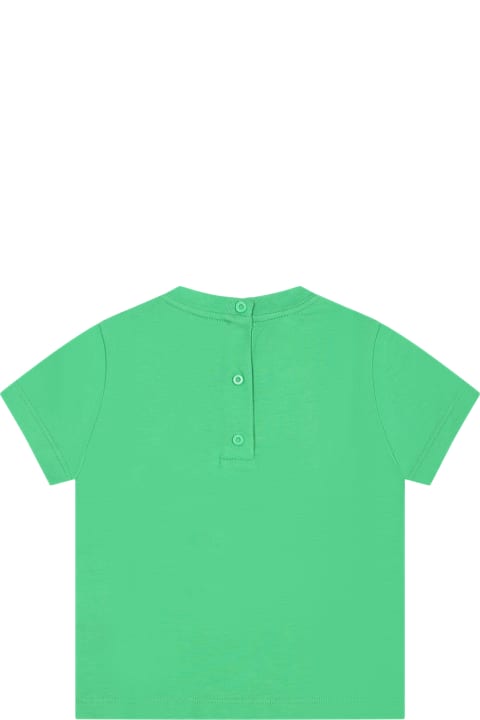 Topwear for Baby Girls Fendi Green T-shirt For Babykids With Logo