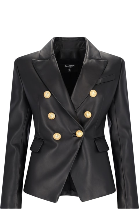 Balmain Clothing for Women Balmain Six Buttons Leather Jacket