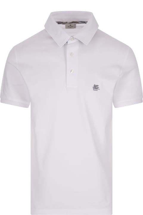 Fashion for Men Etro White Polo Shirt With Logo And Paisley Undercollar