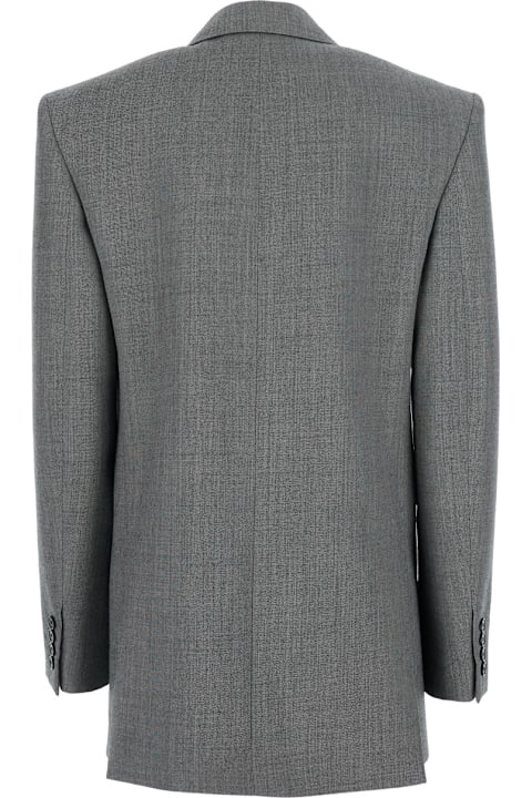 Saint Laurent Coats & Jackets for Women Saint Laurent Grey Double-breasted Jacket With Peak Revers And Rear Double Vent In Wool Woman