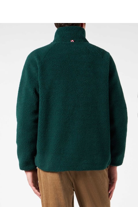 Homeware MC2 Saint Barth Man Green Sherpa Jacket With Check Patch Pockets